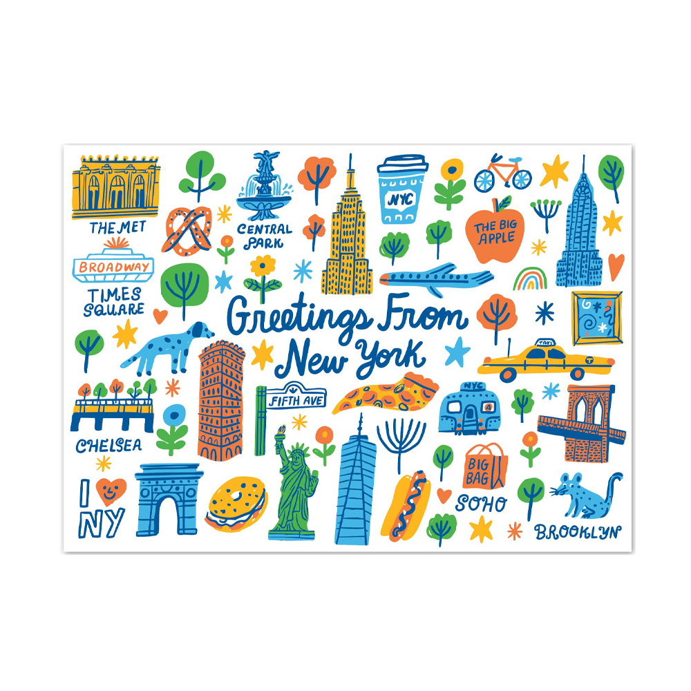 A. WITTEMANN　お土産の本とポストカード ニューヨーク州ブルックリン Greetings From New York Landmarks NYC Postcard – Brooklyn