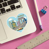 Brooklyn NYC Skyline Heart Die Cut Sticker