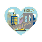 Brooklyn NYC Skyline Heart Die Cut Sticker