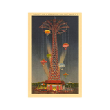 Coney Island Parachute Jump Ride Postcard