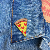Pizza Slice with Hearts Pin
