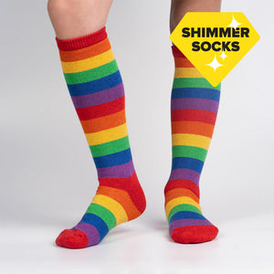 Socks: March With Pride (Wide Calf Knee High)
